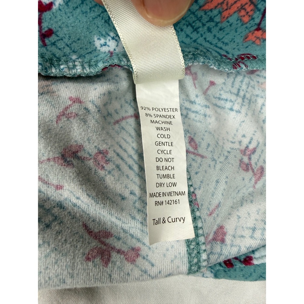 LuLaRoe Leggings Bundle Tall & Curvy TC Floral Geometric Blue Teal 2 Pack - Picture 12 of 14